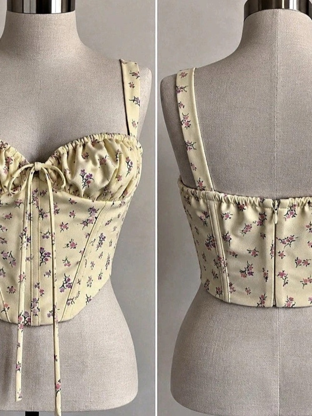 House of CB Gene Lemon Floral Corset Top Yellow & Pink Large